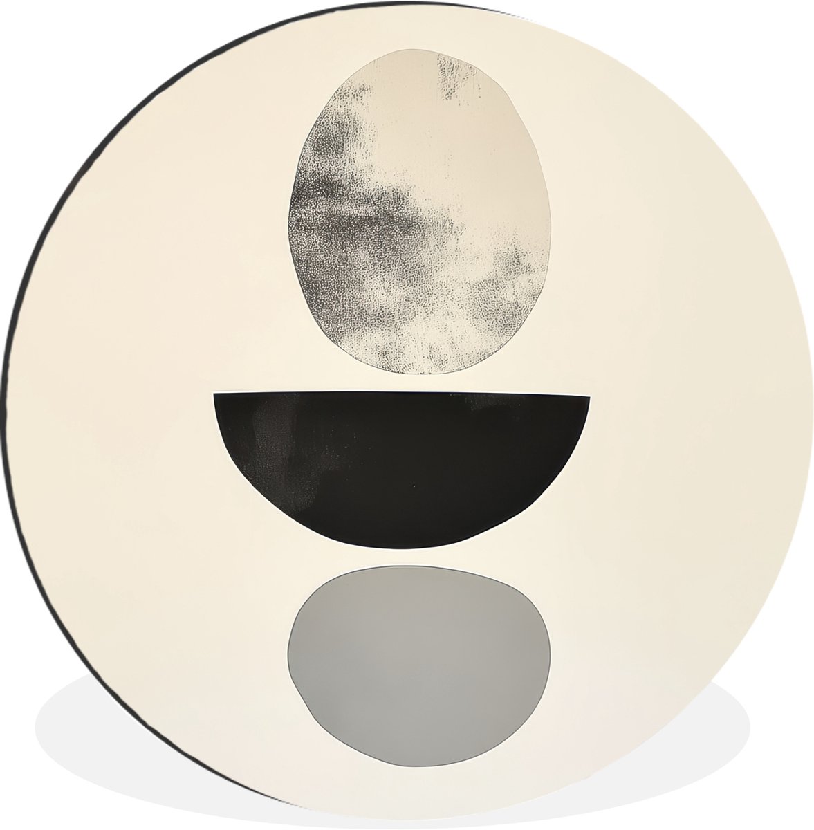 WallCircle Wandcirkel - Muurcirkel - Beige - Japandi - Wabi sabi - Aluminium - Dibond - 90x90 cm - Binnen en Buiten Vormen