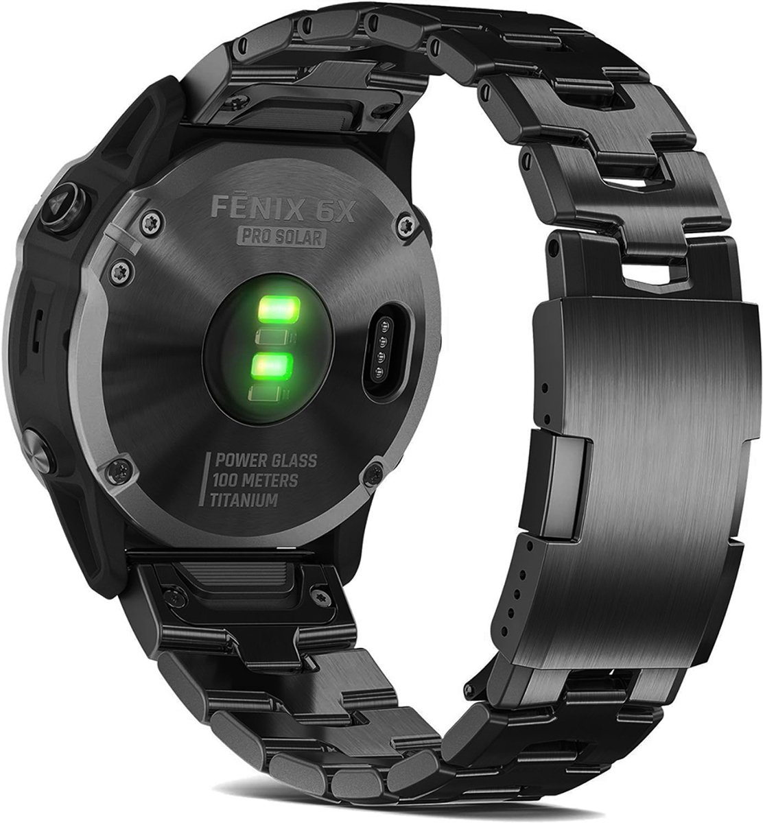 Stravo Titanium Bandje voor Garmin Fenix 9/9 Pro 47mm, Fenix 8/8 Pro 47mm, Fenix E, Fenix 7/7 Pro, Fenix 6/6 Pro, Fenix 5/5 Plus & Epix/Epix Pro Gen 2 47mm – QuickFit 22mm Horlogebandje – Zwart thumbnail 3