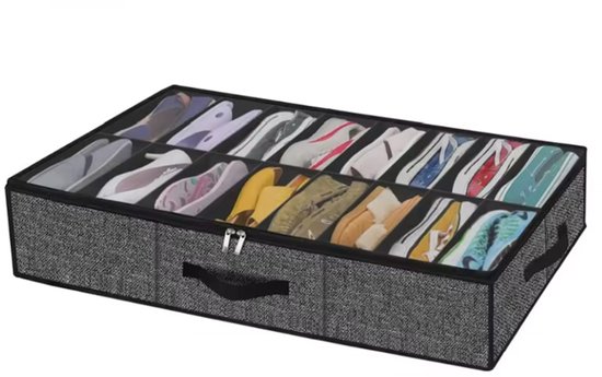 CHPN - Organisateur de chaussures - Boîte de rangement pour chaussures - Rangements de lit soigneusement Chaussures pour femmes - Convient pour 12 paires - Glissez-le sous le lit