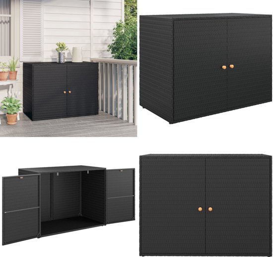 vidaXL - Tuinkast 110x55x60,5 cm poly rattan zwart tuin kast kastje buiten