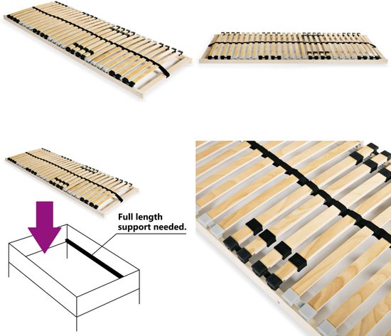 Sommier à lattes avec 28 lattes 7 zones 90x200 cm