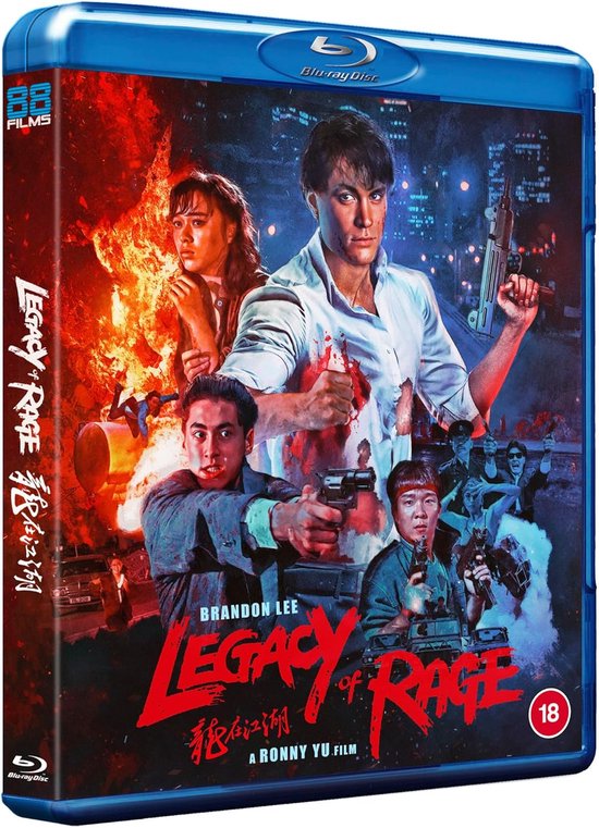 Brandon Lee in Legacy of Rage Blu-ray hoes, met explosies en vuurwapens.