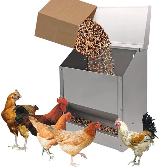 UISEBRT Futterautomat Hühner 5kg - Hühner Futterspender aus Verzinkter UISEBRT Futterautomat Hühner 5kg - Hühner Futterspender aus Verzinkter
