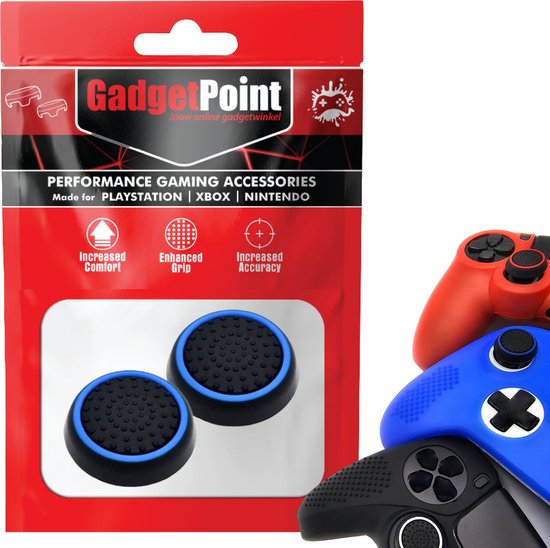 Gaming Thumbsticks Grips | 2.18 | Dopjes voor je Game Controller(s) | Zwart/Lichtblauw | 1 Set = 2 Thumbgrips | Geschikt voor de volgende console(s): Playstation PS5 PS4 PS3 & Xbox X S One 360
