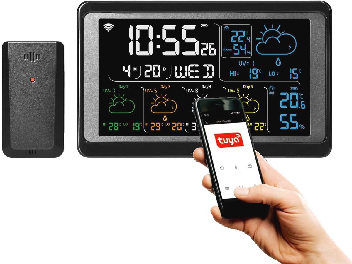 Draadloos Weerstation met Buitensensor IP44 - Compatibel met Alexa en Google Home