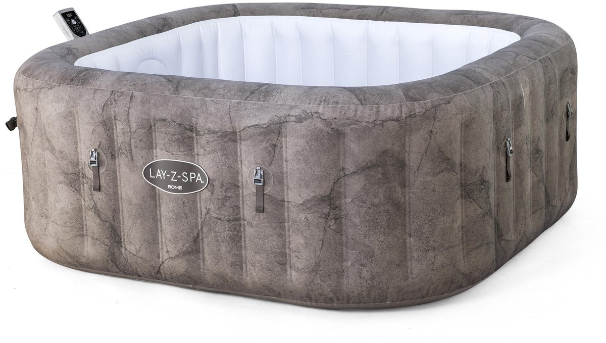 Lay-Z-Spa 1.80mx1.80mx71cm Rome MaxHold EnergySense UltraFit Smart AirJet 6 Brown Marble Square - 40% minder energieverbruik - Ingebouwde (filter)pomp - Geschikt voor 4-6 personen - Lay-Z-Spa - €824,95