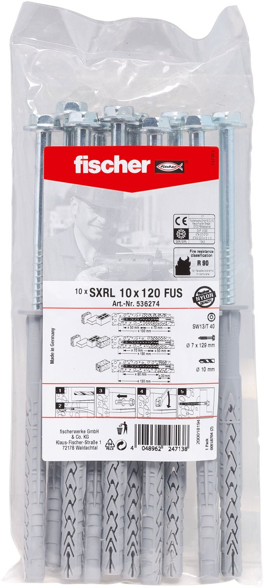 fischer SXRL 10 x 120 FUS Kozijn-/constructieplug - T40/SW13 - 10 x 100mm (10st)