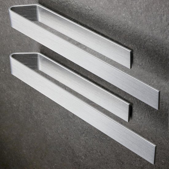 ALOCEO Handdoekhouder zonder boren, 304 roestvrij staal, zelfklevend, handdoekstang voor badkamer keuken, geborsteld zilver, 39 cm