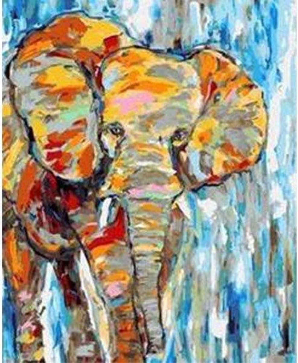 Schilderenopnummers.com® - Schilderen op nummer volwassenen - African elephant - 50x40 cm