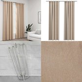 Bol.com vidaXL Gordijnen linnen-look verduisterend haken 2 st 140x225 cm beige - Gordijn - Gordijnen - Verduisterend Gordijn - V... aanbieding