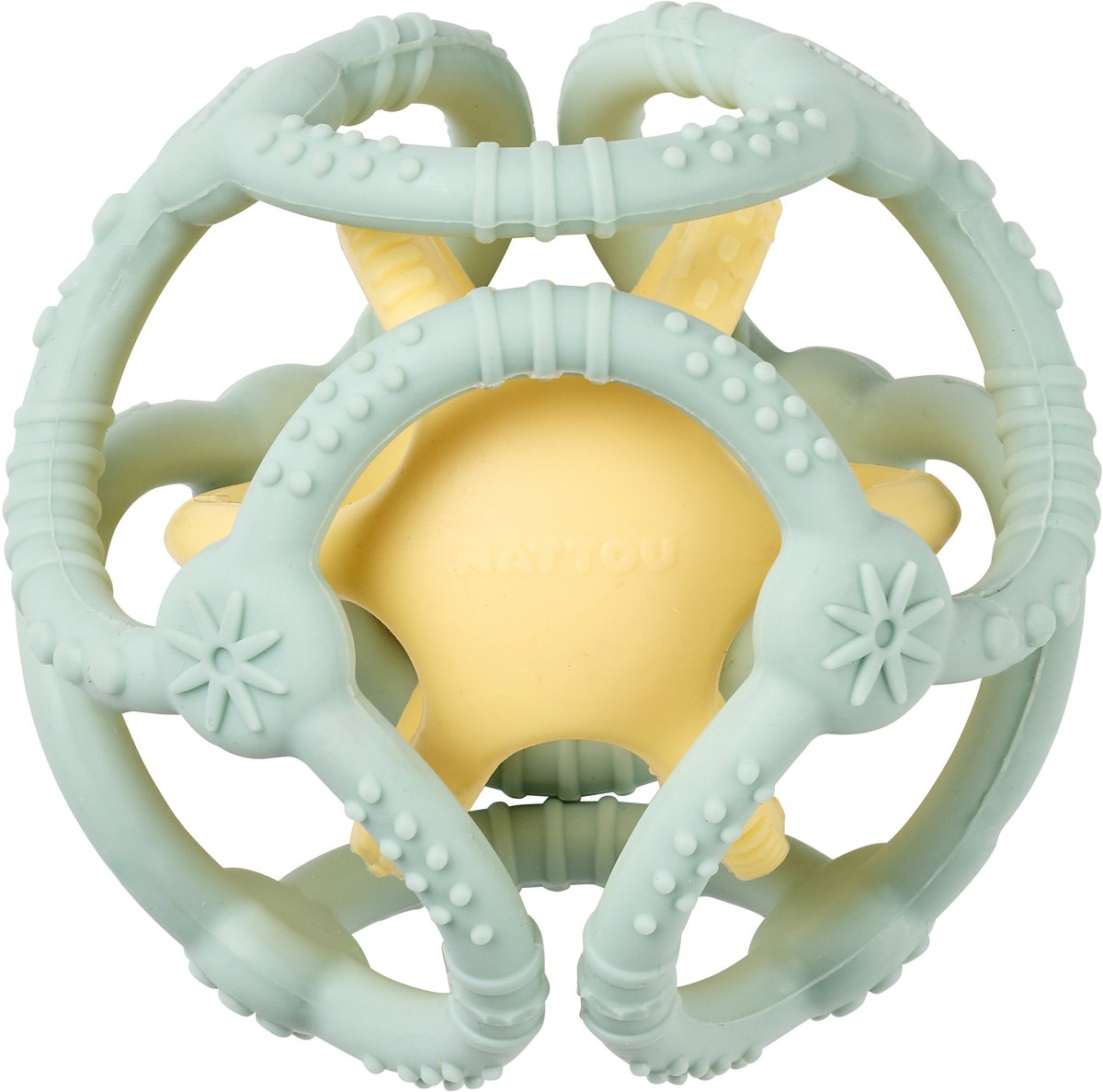 Nattou SILICONE Set Ballen - 9 cm - Pastelgroen/Geel