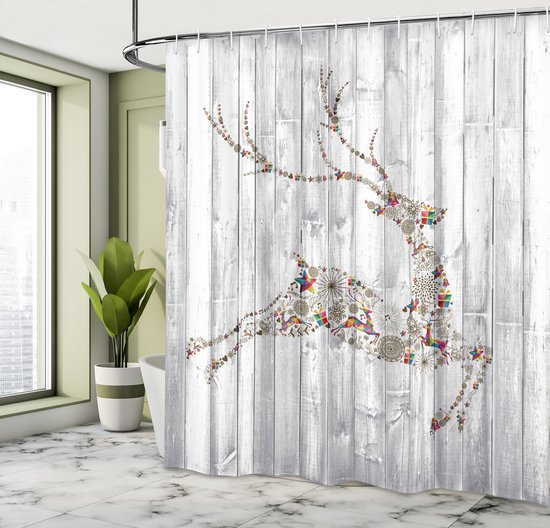 New lit, cerfs Noël Animaux , rideau de douche, Set de Decor de salle de bain avec crochets, 175 cm l 220 cm L