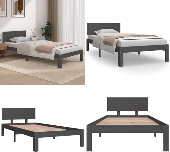 DEVAY - Kinderbed - Grijs - 90 x 200 cm - Grenenhout | Leen Bakker