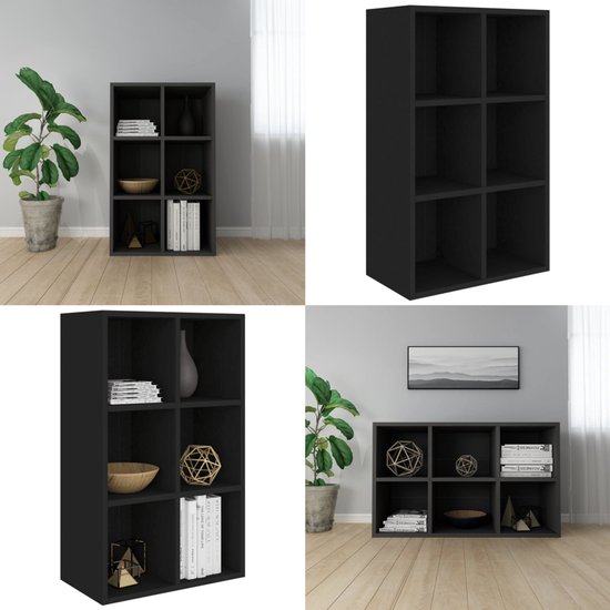 Boekenkast 98x30x98 cm spaanplaat zwart