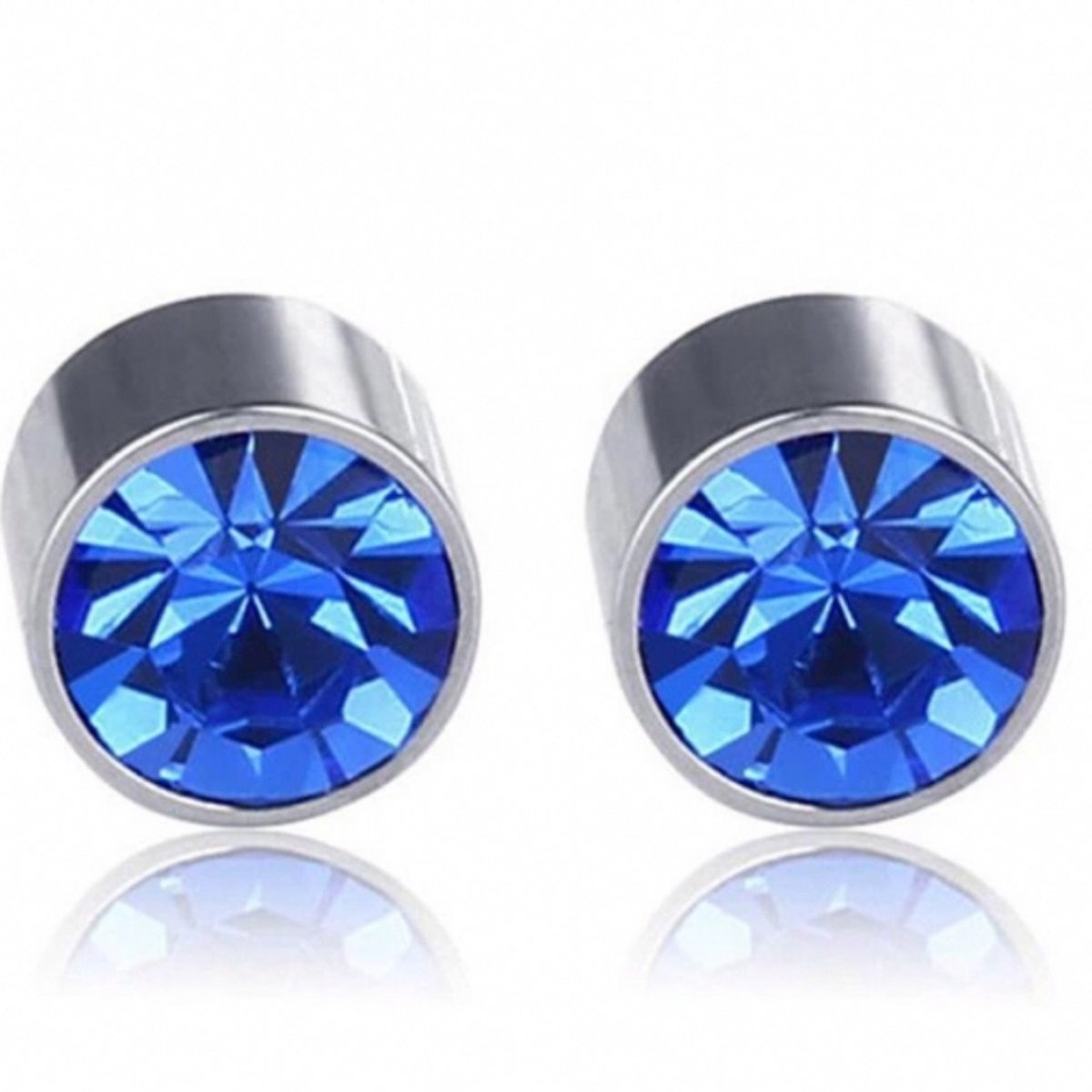 Magneet oorbellen- Blauw-6 mm-geen gaatje-Charme Bijoux