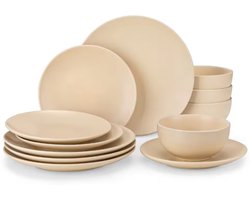 Tida Serviesset - 24 delig - 8 personen- Beige - Dinerborden - Bordenset - Diepe borden - 1200ML - Ontbijtborden - Servies - Keukenservies