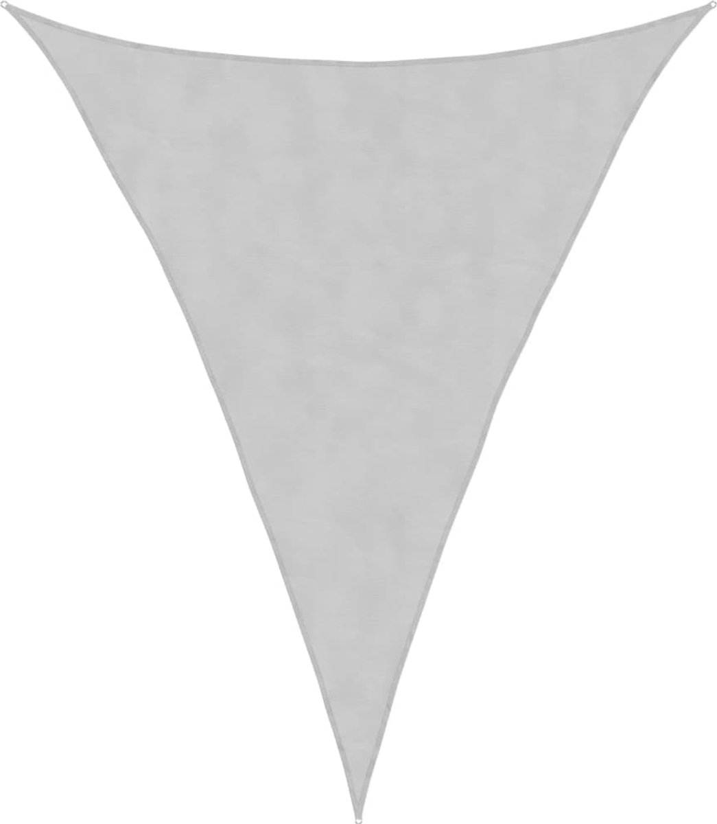 Stylish light gray triangular shade sail for outdoor use, made of 100% polyester oxford fabric.