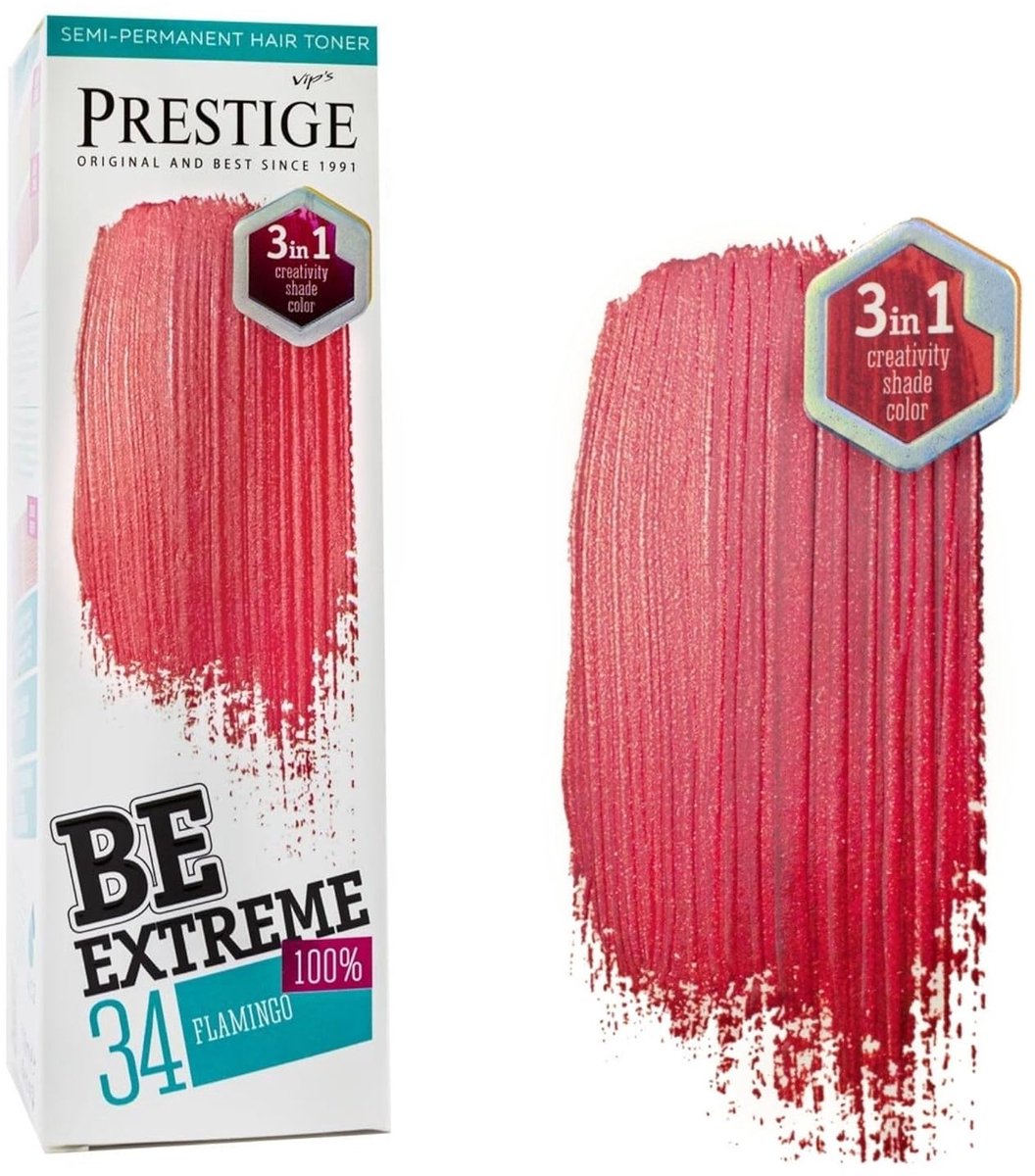 Prestige Flamingo Rood-roze Haarverf – Semi-Permanente Haarkleuring Rood Roze – Milde formule zonder Ammoniak, PPD en Peroxide – 100ml