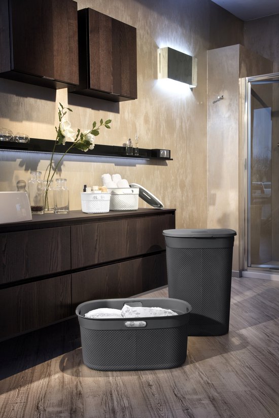 Panier à Linge Keter Curver 55 L Cappuccino – 70 % Recyclé, Design Perforé Élégant Pour Salle De Bain