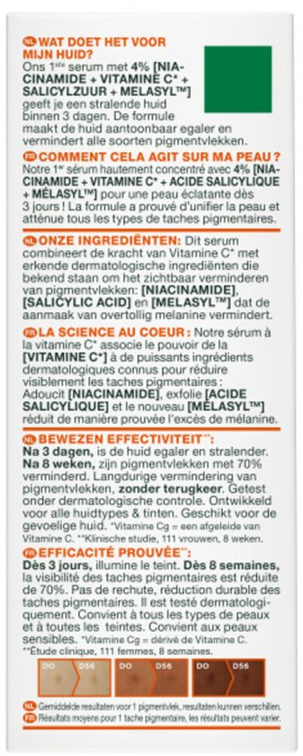 Garnier Vitamine C+* Glow Booster Serum - Serum Vitamine C* - Voor een stralendere huid - Met Niacinamide, Vitamine C*, Salicylzuur en Melasyl - 30 ml