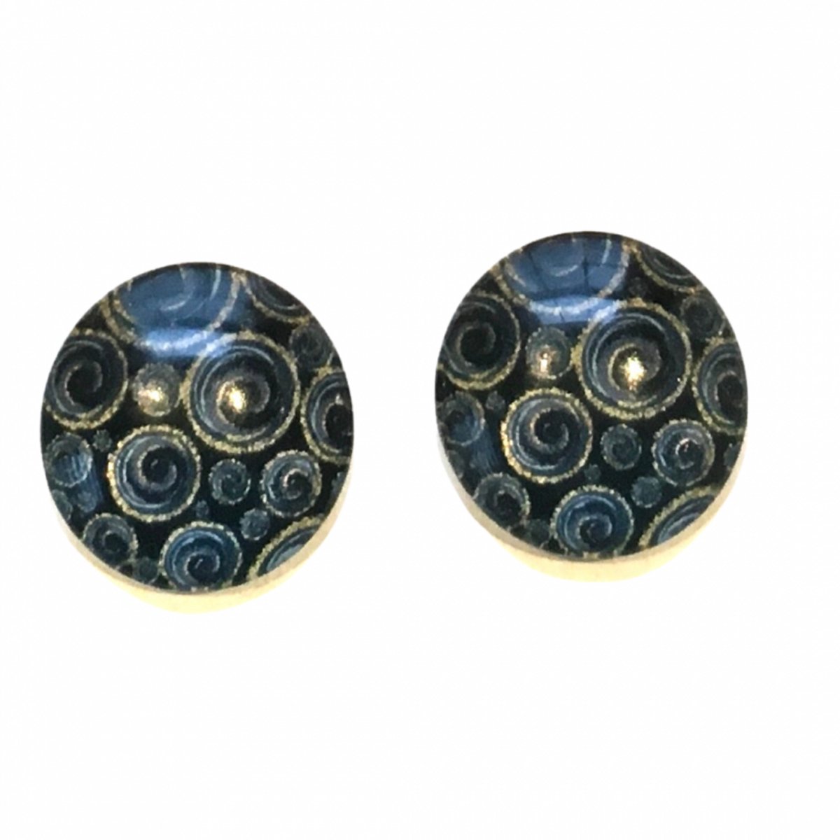 Clip Oorbellen- Blauw- Cirkel- 2 cm- geen gaatje- Charme Bijoux