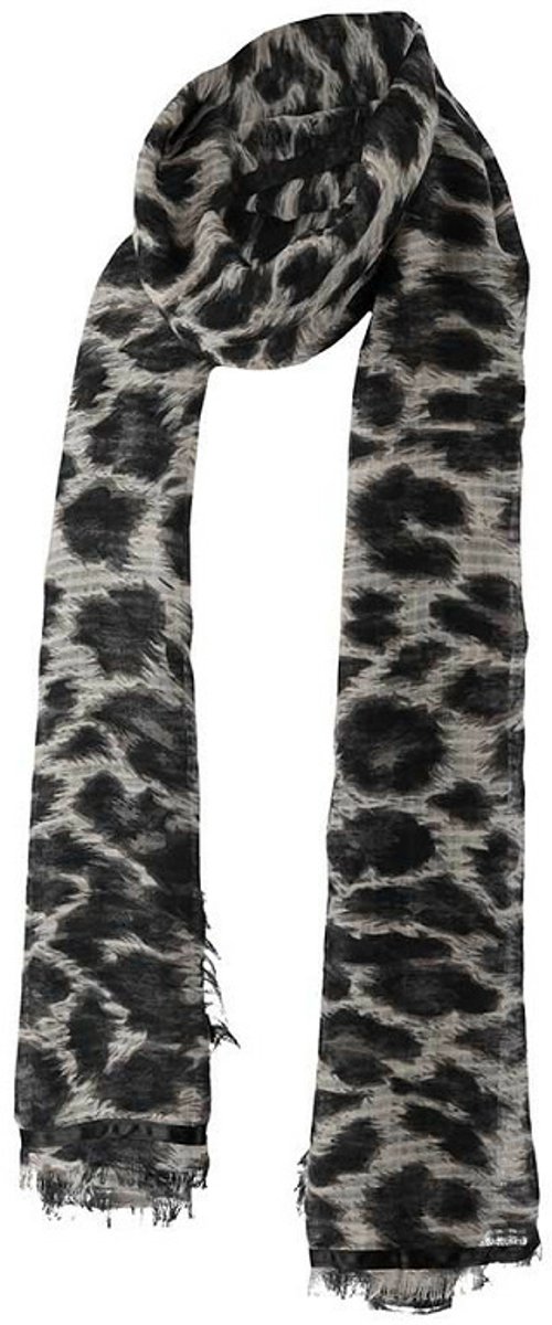 Verkleed Sjaal Leopard - grijs - 200 x 100 cm - luipaardprint/panterprint - foute panter party