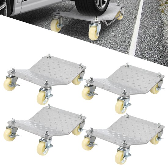 4 pièces Aide à la manœuvre - Déplace-voiture avec roues à 360° et poignée - capacité de charge maximale de 500 kg chacune - pour voitures, camions, tracteurs