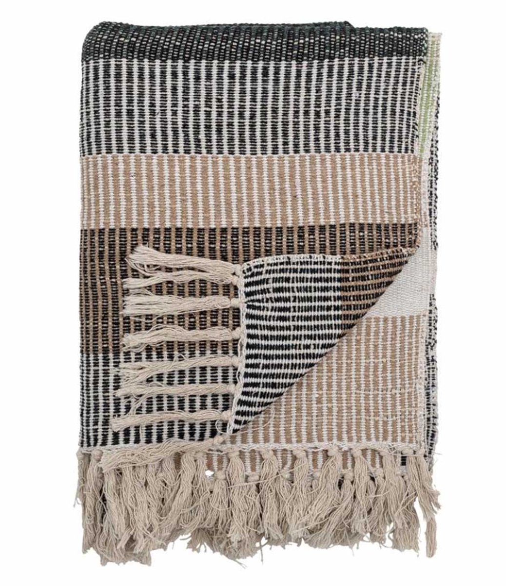 Plaid gerecycled katoen bruin Isnel 130x160cm