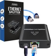 Premes - Internet Splitter - 2 Poorten - tot 1000 Mbps - van 1 naar 2 - LAN, UTP, RJ45 - Netwerk Splitter - UTP Splitter - ethernet splitter - ethernet switch - netwerk switch