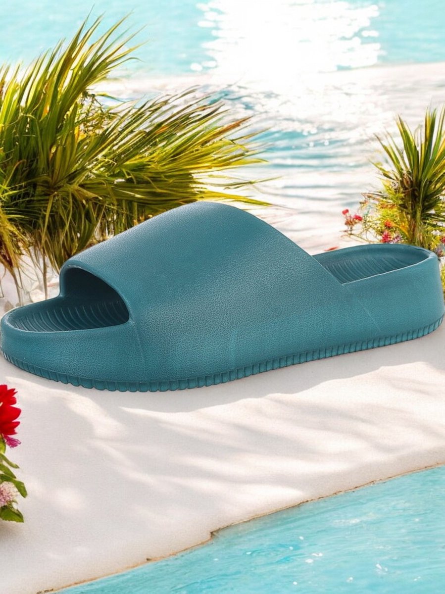 Merkloos Unisex slippers effen groen 45 (advies bestel 1 maat groter)