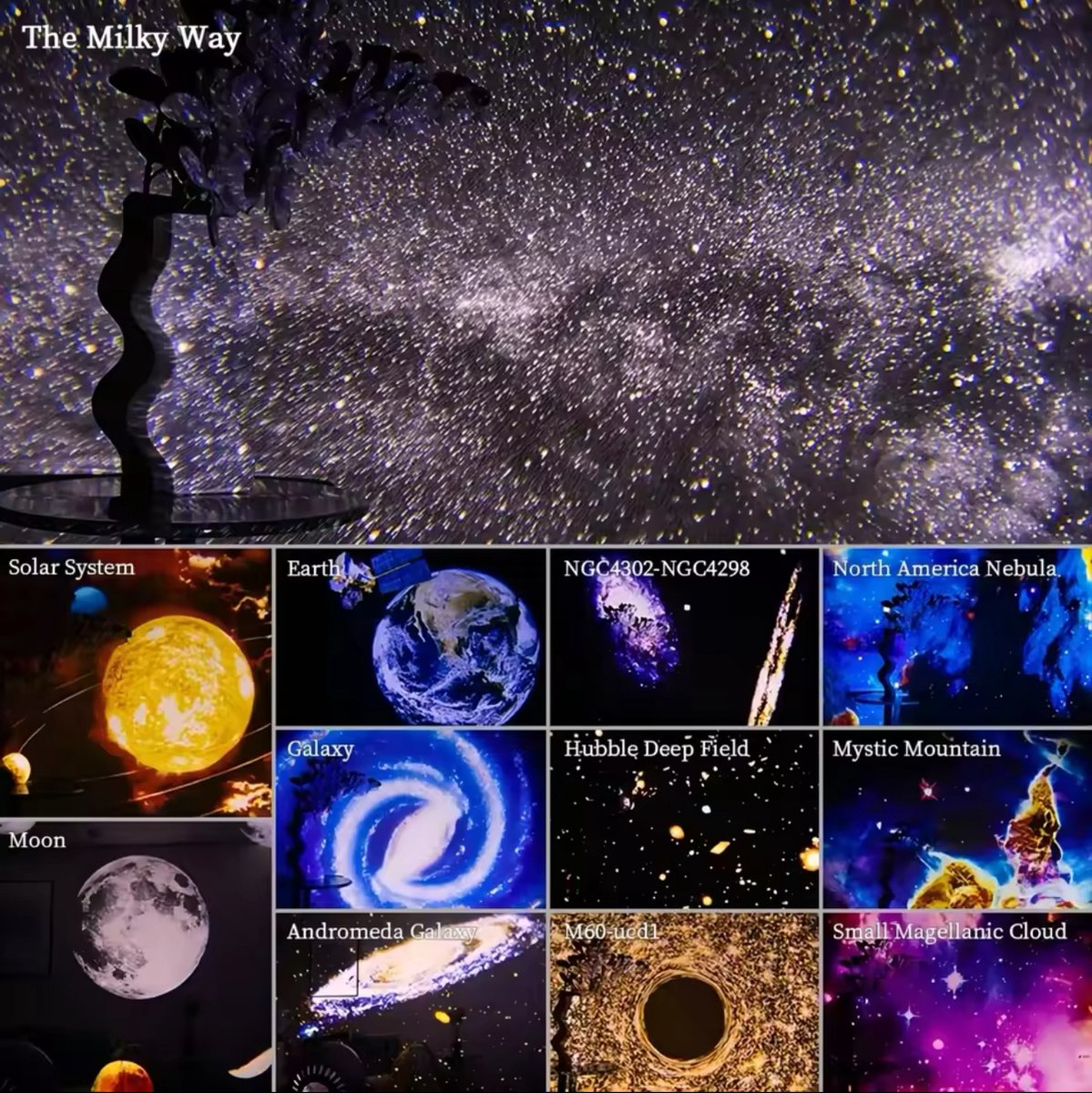 Graboo® Planetarium Galaxy Projector - Transformeer je Ruimte in een Magische Sterrenhemel - Galaxy Projector Sterrenhemel met 13 Films - Wit – foto 4