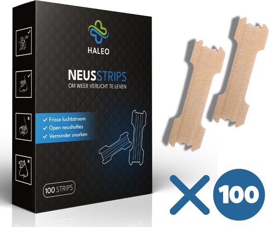 Foto: Haleo neusstrips 100 neuspleisters anti snurk pleisters slaapproblemen neusspreider beter slapen anti snurk