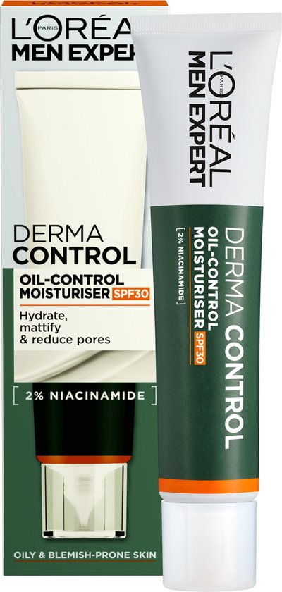 L’Oréal Paris Men Expert Derma Control Oil-Control Dagcrème SPF30 - Met niacinamide - Hydraterende crème met SPF 30 bescherming - 40ml