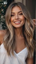 Extensions de cheveux Halo | Extensions de cheveux | 50 CM | 95 GR | Cheveux humains |Brun foncé/blond chaud| Vrais Cheveux | L'étiquette des cheveux