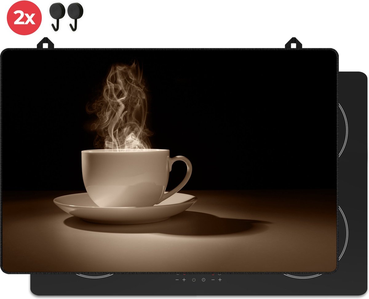KitchyMist Inductie Beschermer 78x52 cm - Koffie Kopje - Kookplaat Beschermer - Afdekplaat voor Kookplaat - Inductie Mat - Spatscherm Achterwand Keuken