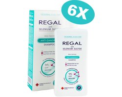 Regal Anti Roos Shampoo – 6 Stuks – Selenium Shampoo met Menthol en Klei – Tegen Roos, Jeuk en Schilfering – Normaal tot Vet Haar – 6 x 200 ml