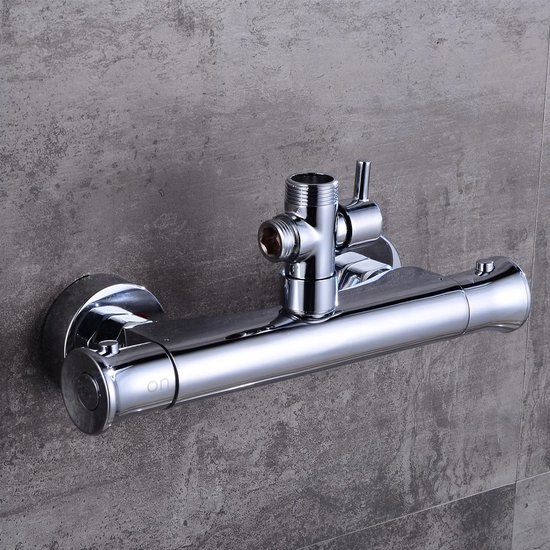 Hotbath Cobber IBS27 Thermostatische Douche InBouwSet - 3 Stopkranen - Ronde Handdouche Vierkante Hoofddouche 38cm Chroom