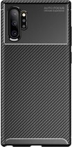 Samsung Galaxy Note 10 Plus Siliconen Carbon Hoesje Zwart