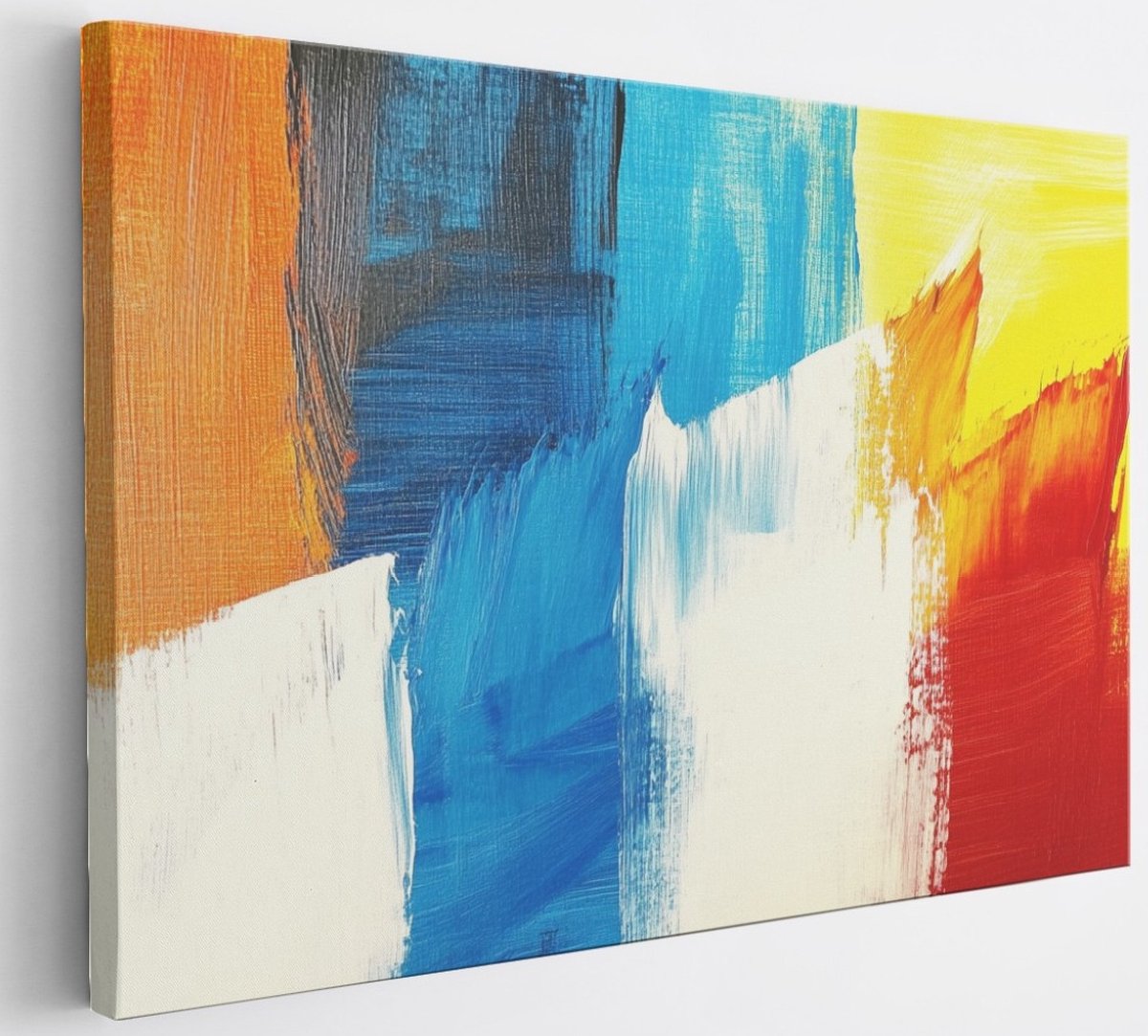 Saammp Canvas Schilderij - Kleurrijk geblokt - Abstract kunstwerk - 30x20 - Foto op canvas - Wanddecoratie - Muurdecoratie Woonkamer - Slaapkamer decoratie - Canvas Print Multicolor