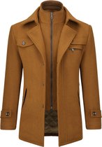 ALLTHEMEN Heren Korte Jas met Opstaande Kraag Mantel - Wollen Winterjas Business - XL