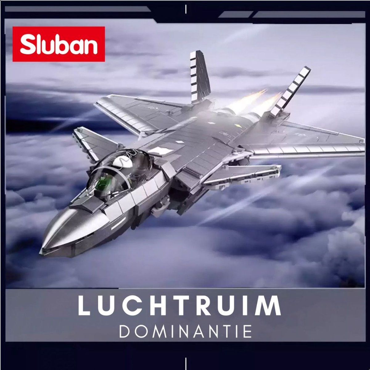 Sluban - J20S Straaljager met LED verlichtingen | WW2 army luchtmacht | Technic creator ideas educatief leger speelgoed | Expert bouwpakketten voor volwassenen | Classic icons vliegtuig modelbouw | 953 bloks — afbeelding 3