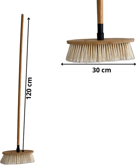 Kamerbezem - Veegborstel met steel voor binnen - Veegborstel - Kamerveger - zachte bezem met steel voor binnen & buiten - Bezemkop 30 cm - Bezemsteel 120 cm - Beige — afbeelding 5