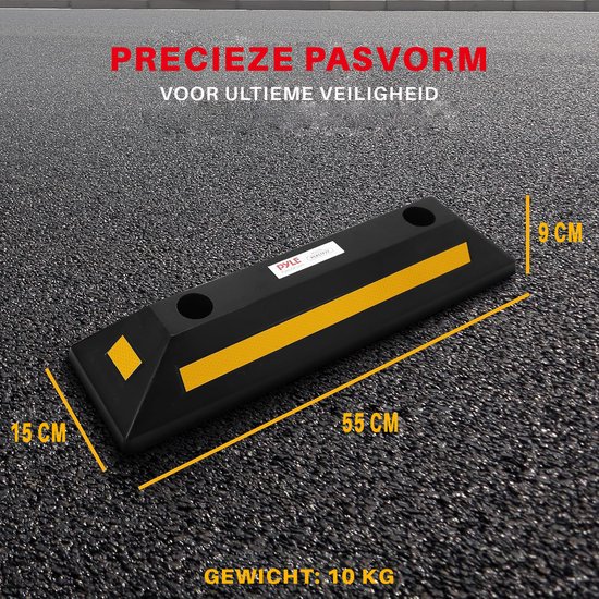 UISEBRT rubberen wielstopper parkbegrenzing voor garage - 2 stuks rubberen parkeerstopper wielblok parkeerbarrière aanrijbescherming met reflecterende strepen voor garage en parkeerplaatsen