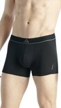 Zwarte Adidas boxershorts met grijze tailleband, logo op de voorkant en 'AEROREADY' op de zijkant.