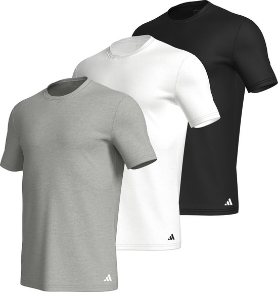 Foto: Adidas sportswear active core cotton round neck shirts heren ondershirt zwart grijs wit