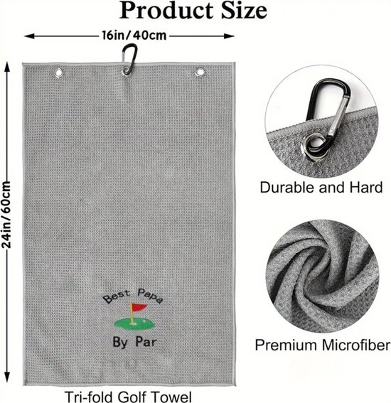 Bovista Golf Handdoek - Golfhanddoek - Golf Accessoires - Towel - Comfortabel - Gijs — afbeelding 2