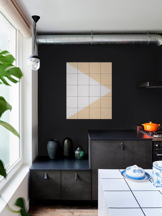 IXXI Color blocking - Gris Beige, Allon Dery - 80 x 100 cm - Support d'accrochage gratuit - Grande Décoration murale et posters - Graphisme, Abstrait,