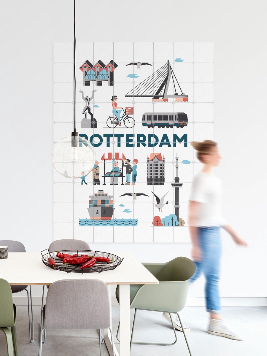 IXXI Rotterdam, Jochem Coenen & Kunst in Kaart - 80 x 100 cm - Gratis ophangtool - Grote wanddecoratie en posters - Illustraties, Grafisch Ontwerp