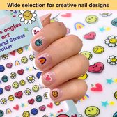 Smiley Nagelstickers - Voor Kinderen - Set van 72 Stickers + 24 Steentjes - Officieel Gelicentieerd