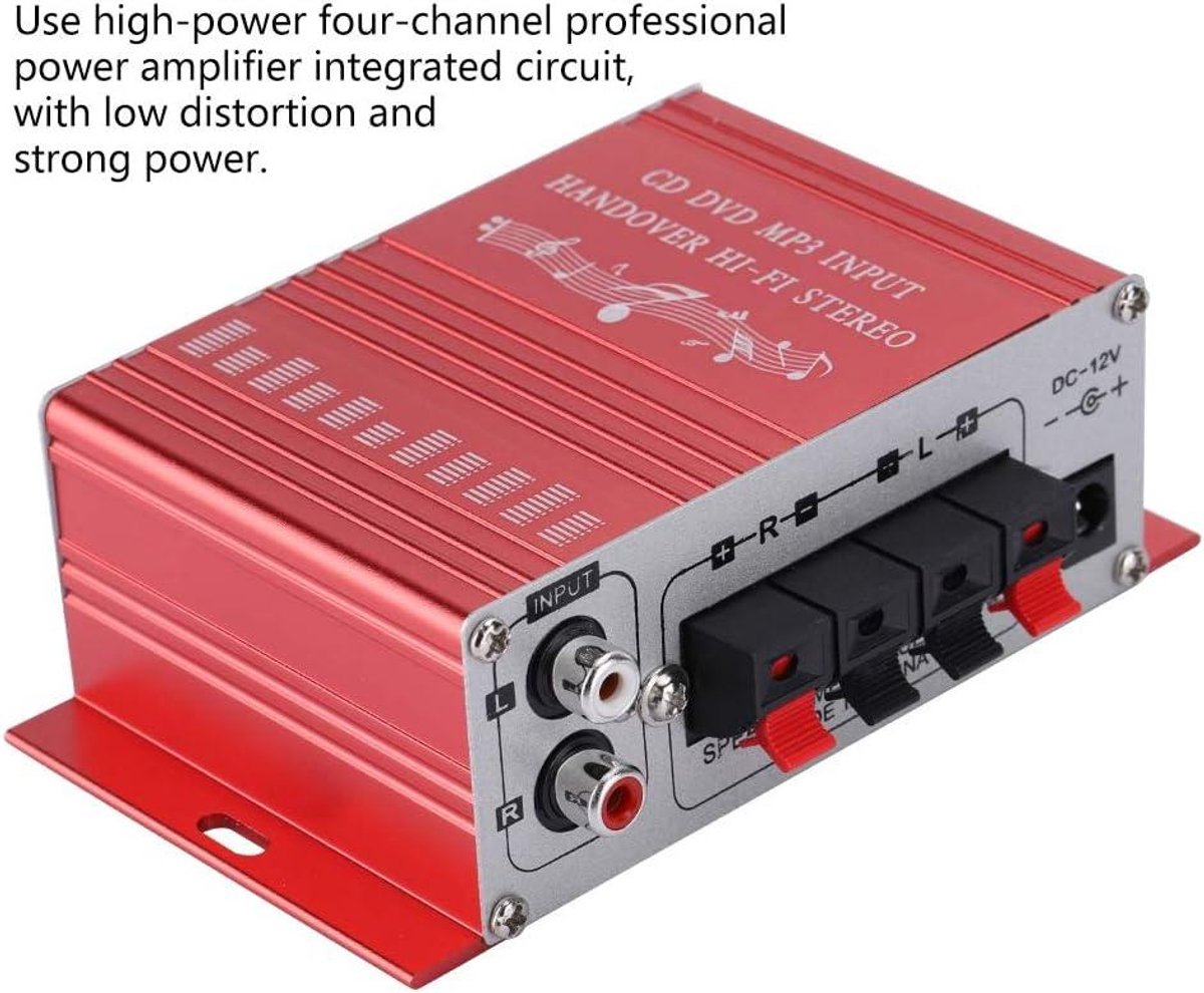 Amplificateur Audio Voiture Portable - USB, MP3, FM, SD, Entrée Jack, 12V, Contrôle Graves/Aigus